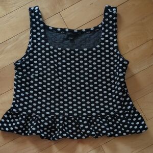 Ann Taylor Polka Dot Ruffle Hem Top